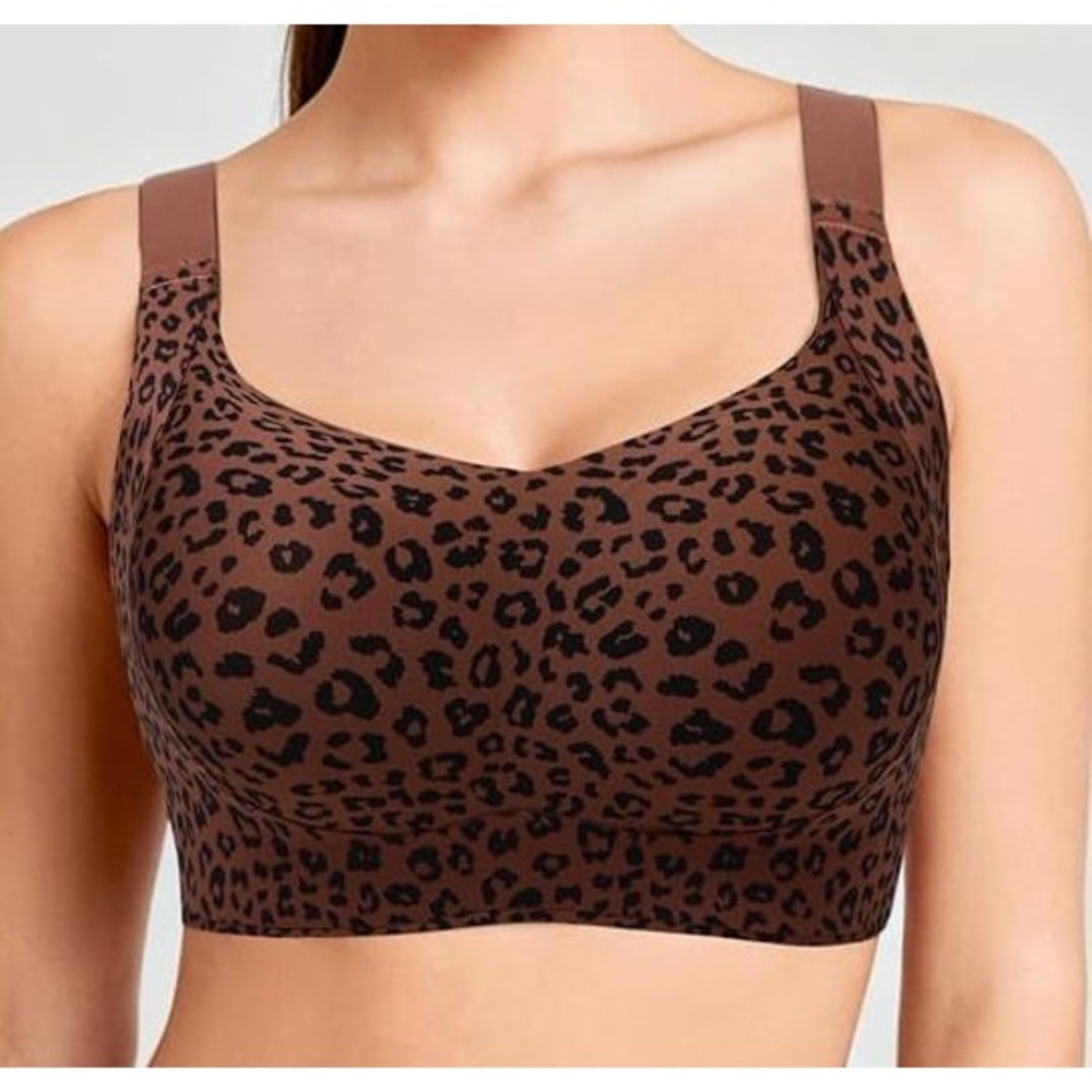 Realwill Wireless Seamless Support & Liff Jelly Bra - Leopard Coffee - Medium